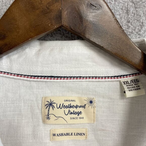 NEW Weatherproof Vintage Linen Men's XXL White Short Sleeve  Button Up  Shirt - Picture 4 of 7
